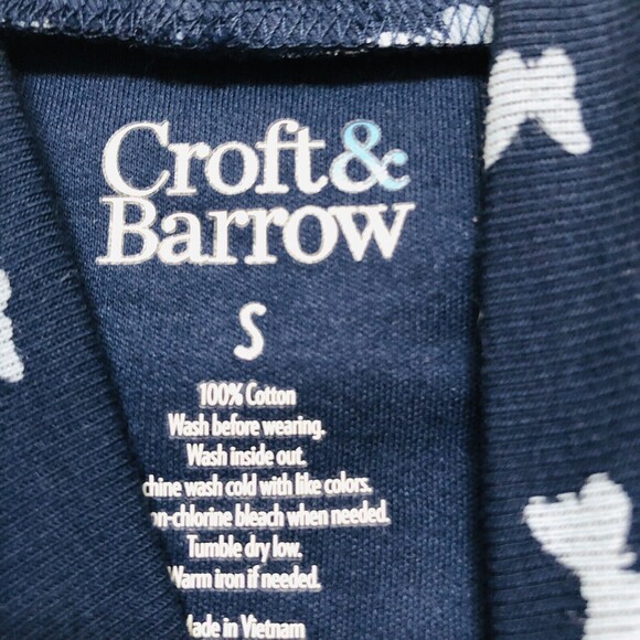 NWT CROFT&BARROW SIZE S 100% COTTON LONG SLEEVE MOCK -NECK NAVY FLOWERED  hgd - Picture 4 of 6